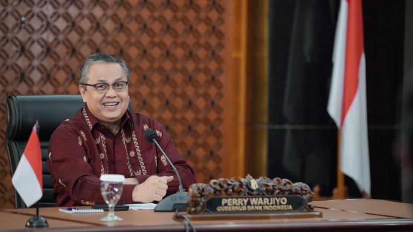  Gubernur BI, Perry Warjiyo saat menyampaikan presscon hasil RDG hari ini, 19 Agustus 2020. Bank Indonesia mendorong untuk percepatan penyerapan anggaran Pemulihan Ekonomi Nasional (PEN).