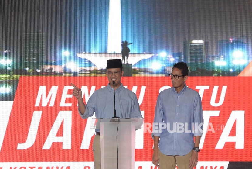 Gubernur dan Wakil Gubernur terpilih DKI Jakarta, Anies Baswedan dan Sandiaga Uno.