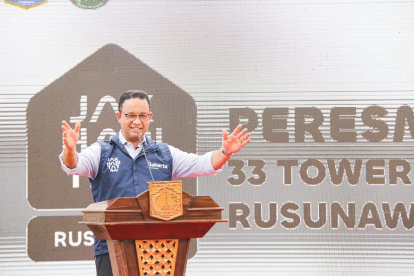 Gubernur DKI Anies Rasyid Baswedan meresmikan 33 tower rusunawa di Jakarta.