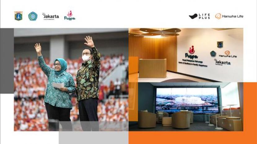 Gubernur DKI Jakarta, Anies Baswedan dan Ketua TP PKK Provinsi DKI Jakarta, Fery Farhati dalam acara peresmian Pusat Pelayanan Keluarga (PUSPA) di Jakarta International Stadium pada 16 Juli 2022.