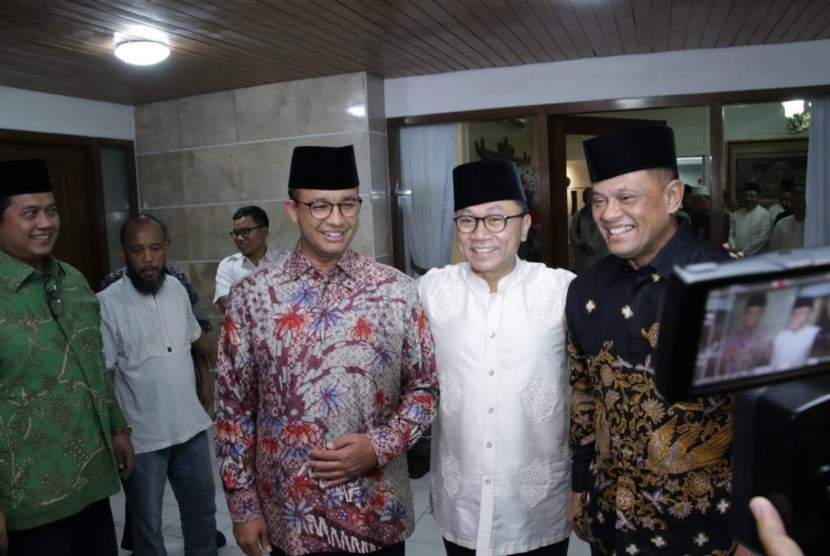 Gubernur DKI Jakarta Anies Baswedan, Ketua MPR Zulkifli Hasan dan mantan Panglima TNI Gatot Nurmantyo