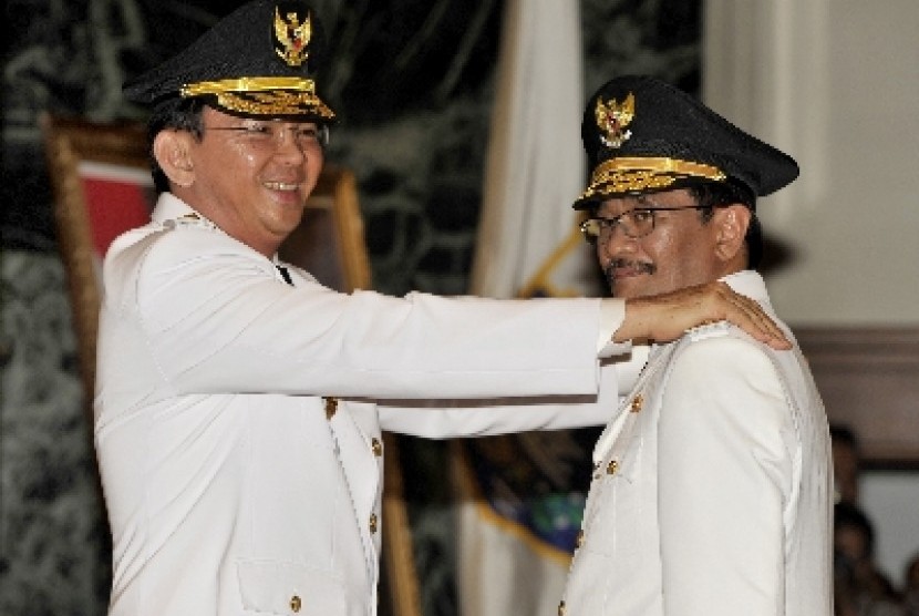 Gubernur DKI Jakarta Basuki Tjahaja Purnama bersama Wakil Gubernur DKI Jakarta Djarot Saiful Hidayat.
