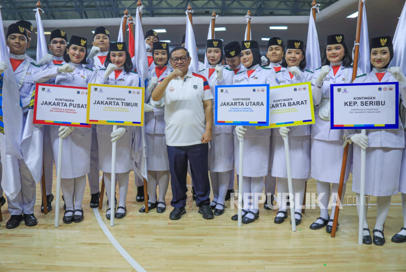 Gubernur DKI Jakarta Pramono Anung Wibowo di Gelanggang Mahasiswa Soemantri Brodjonegoro, Jakarta Selatan, Senin (4/8/2025).