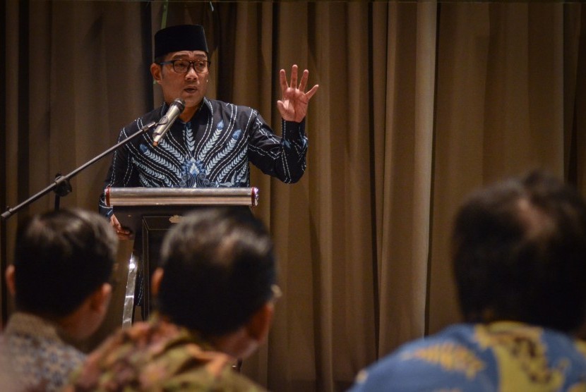 Gubernur Jawa Barat Ridwan Kamil menjadi pembicara sekaligus membuka kegiatan Diseminasi Strategi Nasional Pencegahan Korupsi di Bandung, Jawa Barat, Kamis (6/12/2018).
