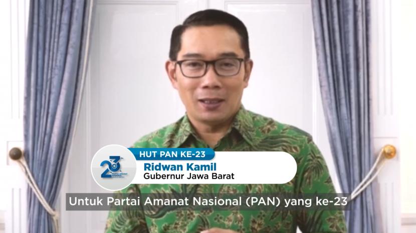 Gubernur Jawa Barat Ridwan Kamil, sampaikan ucapan selamat untuk HUT ke-23 Partai Amanat Nasional (PAN).