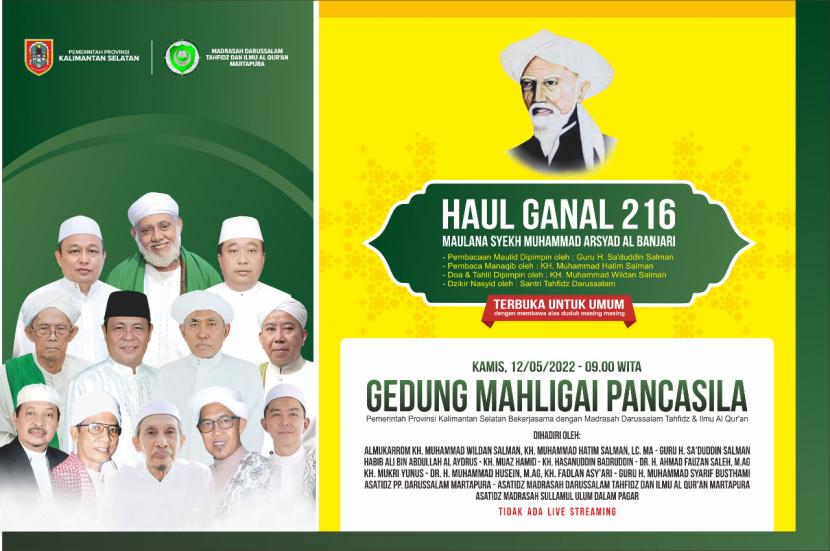 Gubernur Kalsel H Sahbirin Noor  mengundang warga Banua untuk berhadir dalam Haul Ganal ke-216 Maulana Syekh Muhammad Asyad Al Banjari atau Datu Kalampayan.