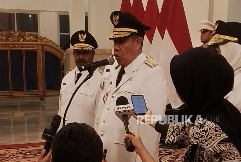 Gubernur Kepulauan Bangka Belitung (Babel) Hidayat Arsani di Istana Negara, Jakarta Pusat, Kamis (17/4/2025).