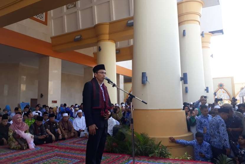Gubernur NTB TGB Zainul Majdi menyampaikan ucapan perpisahannya sebagai Gubernur NTB yang berakhir pada Senin (17/9) di Kompleks Islamic Center NTB.