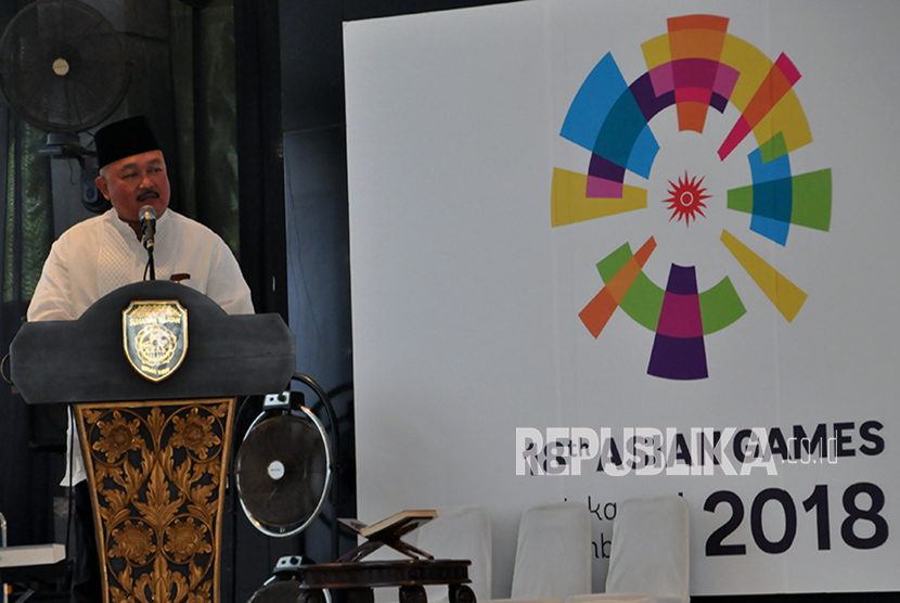  Gubernur Sumsel Alex Noerdin mempromosikan dan sosialisasi Asian Games XVIII kepada ulama, ustaz, ustazah, pengurus pondok pesantren, pengurus rumah tahfiz, petugas P3N, pengurus LPTQ, dan tokoh agama se-Sumsel di Griya Agung, Rabu (31/1).