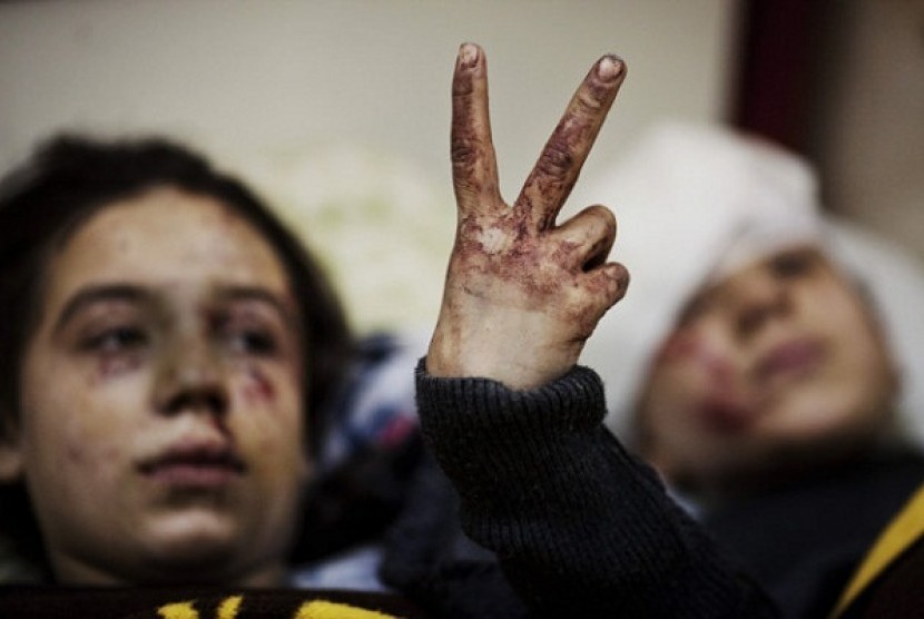 Anak-anak korban perang di Idlib, Suriah.