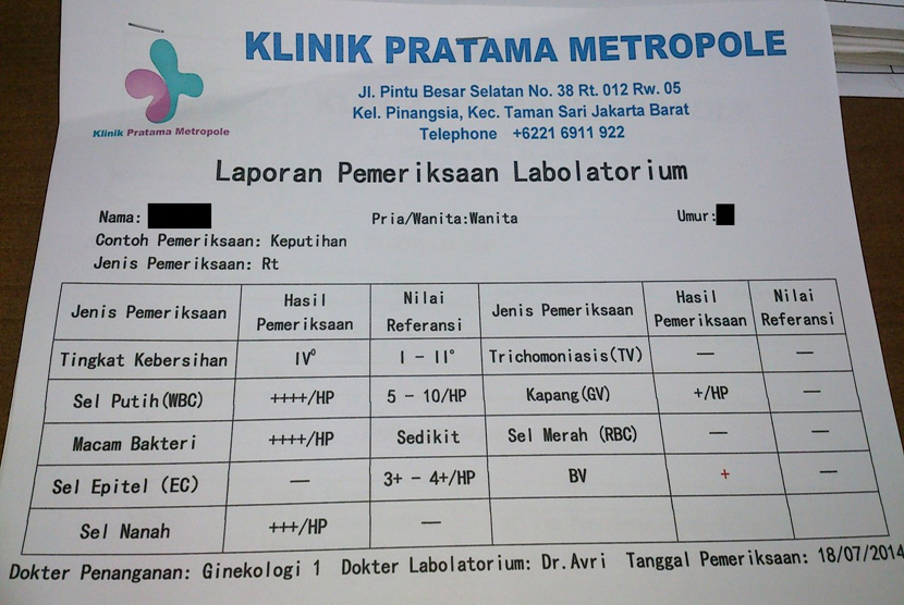 Hasil lab yang diunggap pemilik akun singlebreath