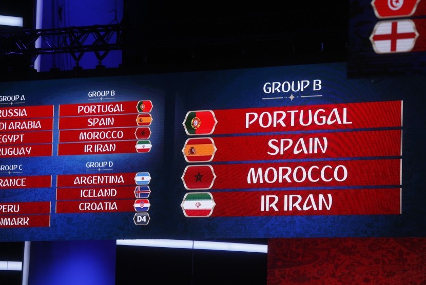 Hasil undian grup putaran final Piala Dunia 2018, di Zurich, Swiss, Jumat (1/12), menempatkan Spanyol dan Portugal satu grup.