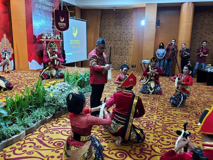 Hasto saat membuka Kongres Kedua Senapati Nusantara di Bantul, Daerah Istimewa Yogyakarta (DIY), Sabtu (17/9/2022). 