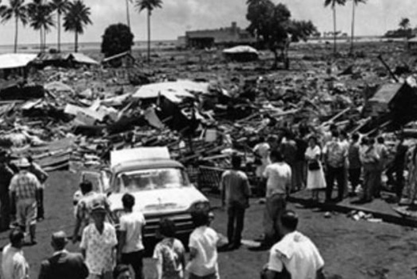 Hawaii saat dilanda tsunami pada 23 Mei 1960.