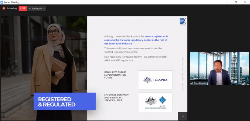 Head of Investment dari Crescent Wealth Australia, Mas Johan Harris, menyampaikan paparannya dalam webinar IEFTAR, Sabtu (4/12).