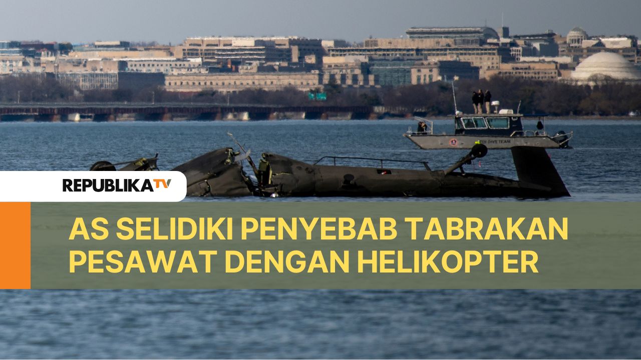 Helikopoter Black Hawk yang jatuh di Sungai Potomac setelah tabrakan dengan pesawat American Airlines.