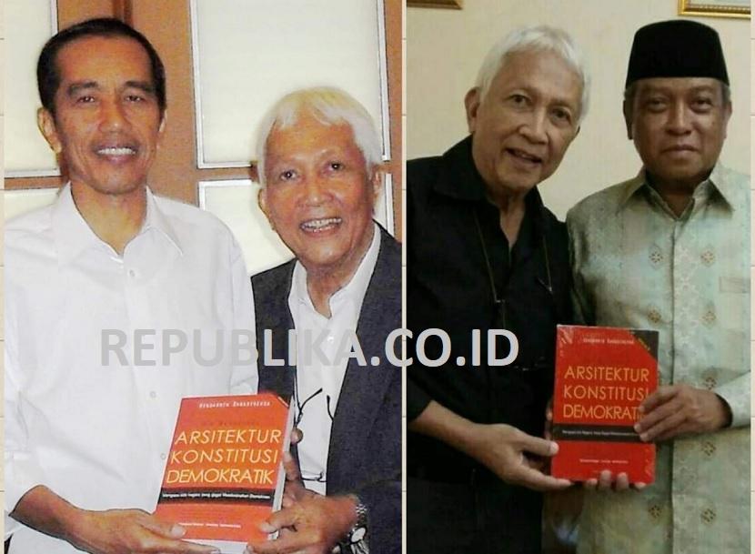 Hendarmin menyerahkan buku karyanya kepada Jokowi dan KH Said Aqil Siradj.