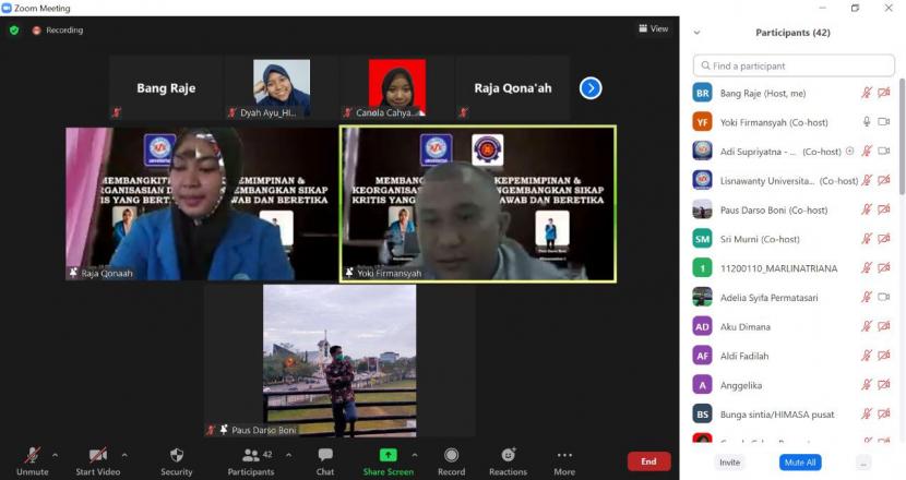 Himasa  kampus UBSI Pontianak menggelar webinar kepemimpinan bertajuk “Membangkitkan Jiwa Kepemimpinan dan Keorganisasian Dalam Mengembangkan Sikap Kritis Yang Bertanggung Jawab dan Beretika”.