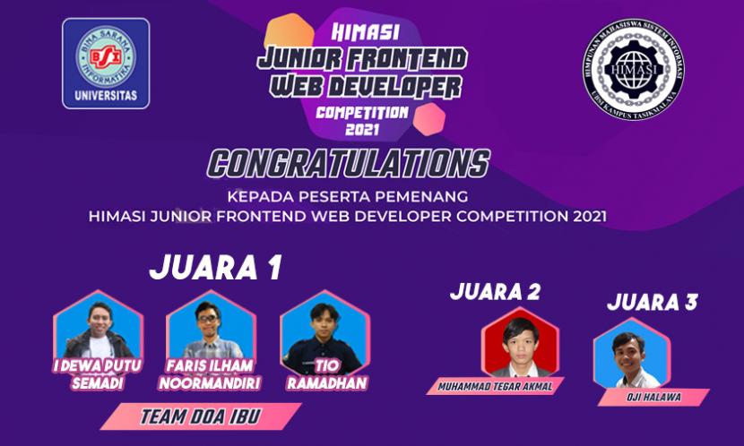 Himasi (Himpunan Mahasiswa Sistem Informasi) Sistem Informasi Tasikmalaya mengadakan lomba Junior Front End Web Developer secara daring.