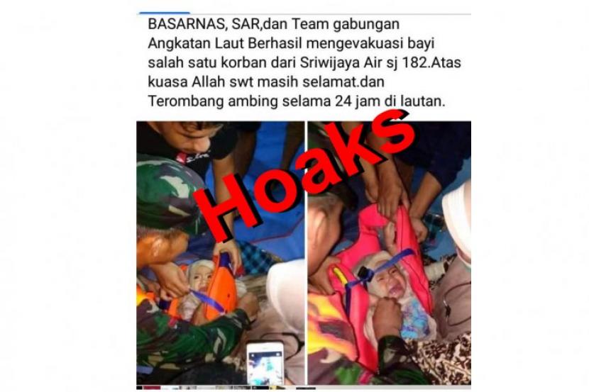Hoaks bayi selamat dari kecelakaan Sriwijaya Air SJ182