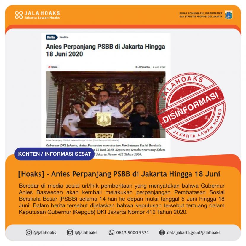 Hoaks perpanjangan PSBB di Jakarta.