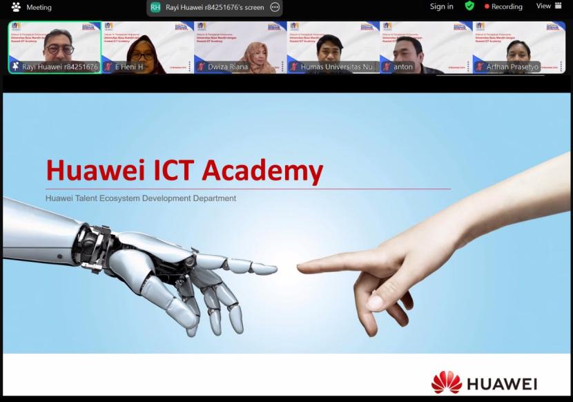 Huawei ICT Academy sebagai stakeholder dari industri bersama Universitas Nusa Mandiri (UNM) menggelar hearing dan diskusi kerja sama terkait pengembangan kurikulum berbasis industri.