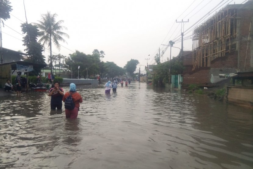 Ilustrasi banjir di Kecamatan Ciparay, Kabupaten Bandung, Jawa Barat.