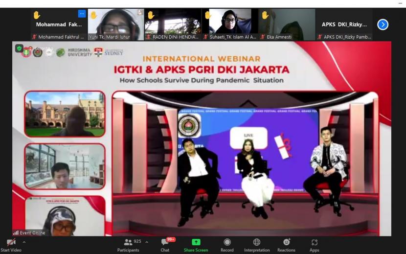 Ikatan Guru Taman Kanak-Kanak Indonesia (IGTKI) dan Asosiasi Profesi  Keahlian Sejenis (APKS) PGRI Provinsi DKI Jakartaa mengadakan webinar internasional  bertema tentang bagaimana sekolah bisa bertahan pada masa pandemi, Sabtu (14/8).