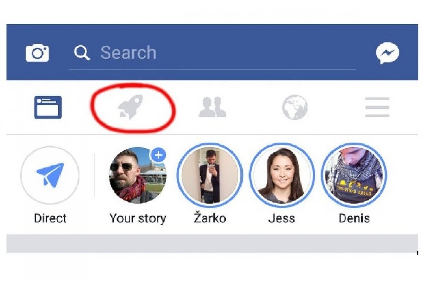 Ikon Roket di Facebook. Ilustrasi