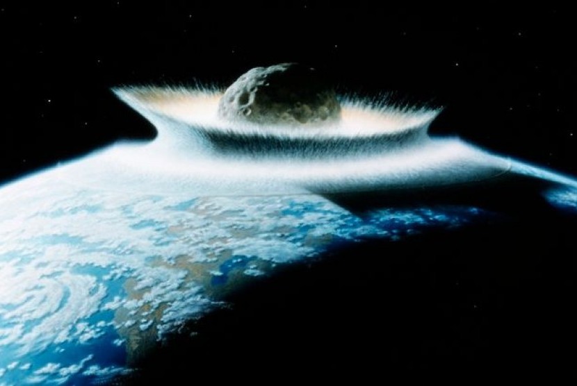 Ilustasi asteroid menghantam bumi