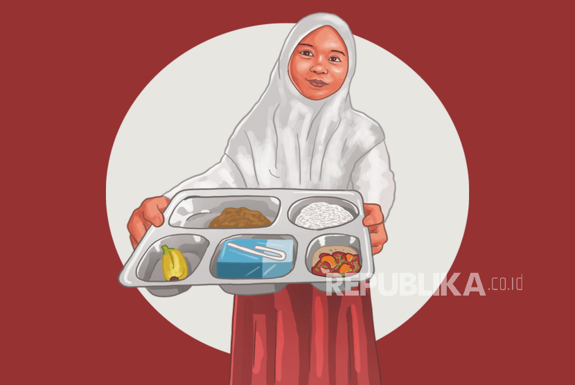 ilustrasi 1 tahun pencapaian pemerintahan Prabowo Gibran, makan bergizi gratis (MBG)