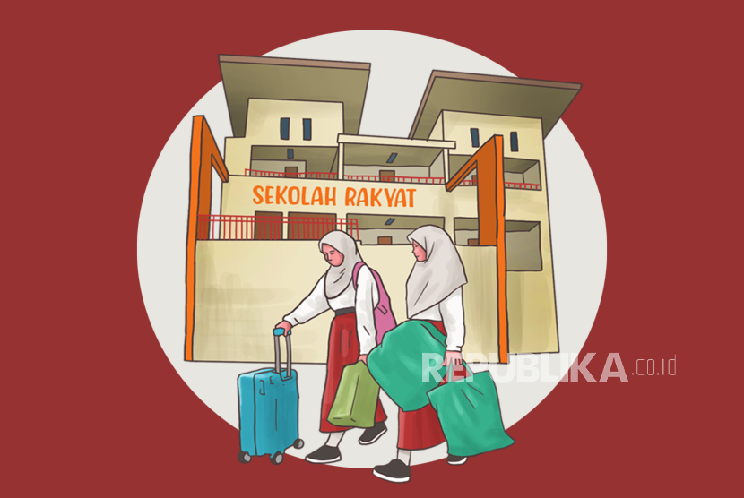 ilustrasi 1 tahun pencapaian pemerintahan Prabowo Gibran, sekolah rakyat