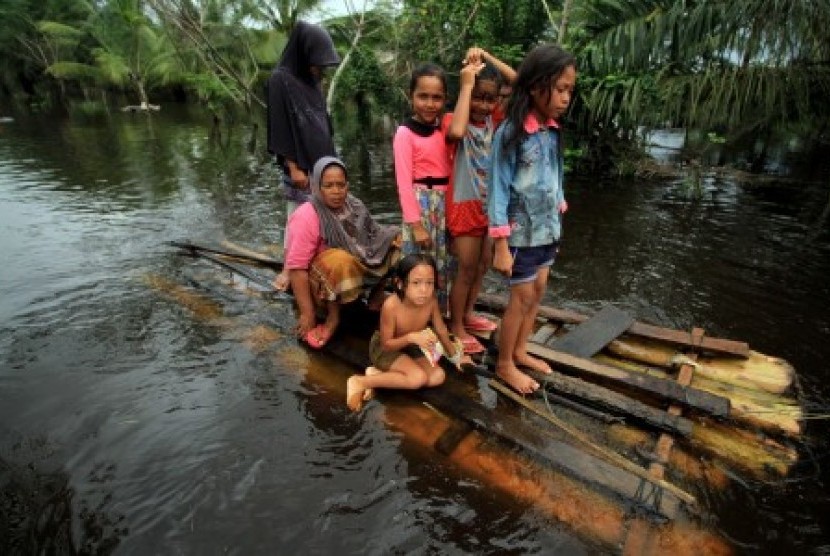 Ilustrasi banjir. Wilayah Tapanuli Tengah, Sumatra Utara dilanda banjir yang merenggut dua korban jiwa.