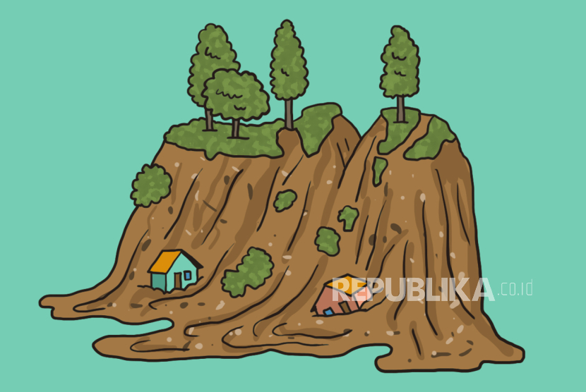 ilustrasi bencana tanah longsor