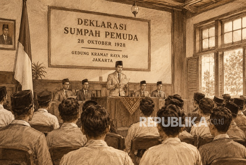Ilustrasi Deklarasi Sumpah Pemuda 1928.
