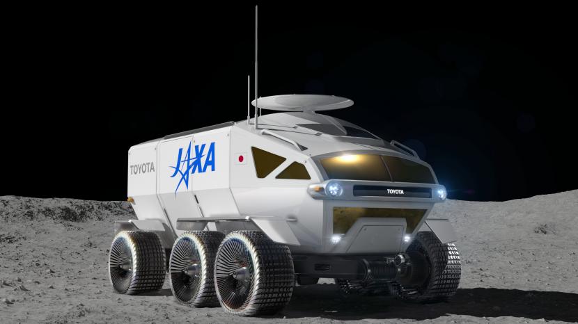 Ilustrasi grafis yang disediakan oleh Toyota Motor Corp ini menunjukkan kendaraan yang disebut Lunar Cruiser buatannya untuk menjelajahi permukaan bulan. 