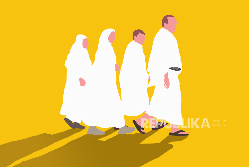 Ilustrasi Jemaah haji sedang berjalan kaki