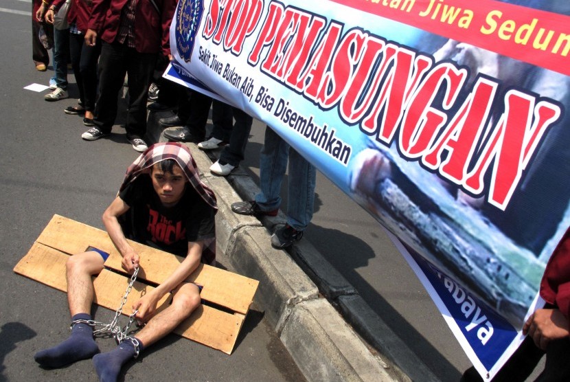 Ilustrasi kampanye setop pemasungan. Indonesia telah mencanangkan bebas pasung sejak 2017. 