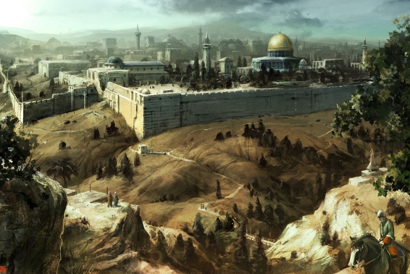 Palestina Kecam Kebijakan AS Soal Warga Kelahiran Yerusalem. Foto: Ilustrasi Kota Yerusalem dalam sebuah lukisan.