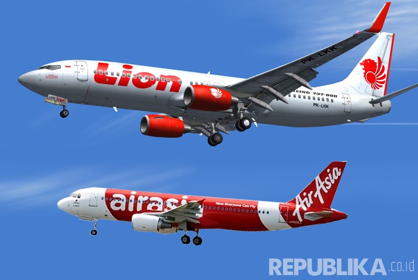 ilustrasi Lion Air dan Air Asia