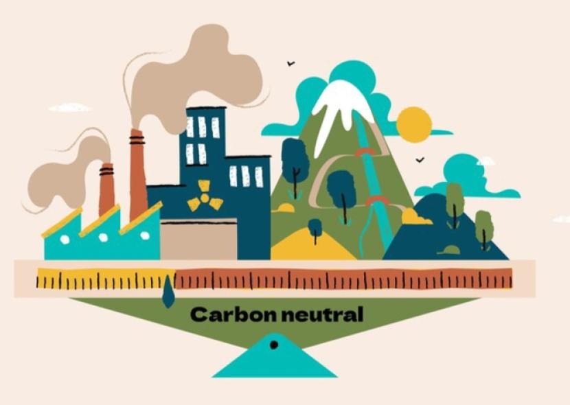 Ilustrasi netralitas karbon (net carbon zero).  Zero carbon adalah kebutuhan yang mendesak di era sekarang.