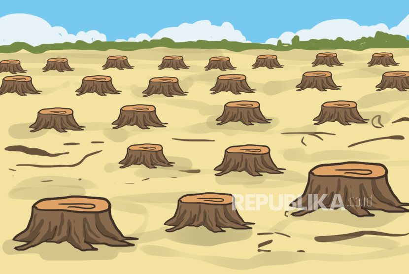 ilustrasi pembalakan liar dan penggundulan hutan secara ilegal