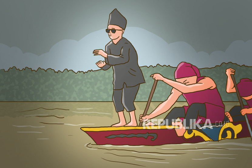 Ilustrasi penari cilik pacu jalur