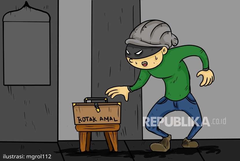 Pecandu Sabu Curi Kotak Amal di Delapan Masjid Diringkus. Ilustrasi Pencurian Kotak Amal