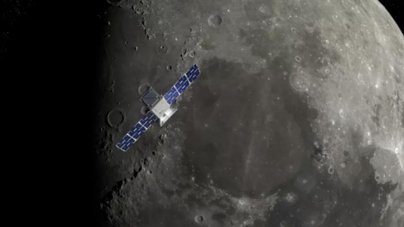 Ilustrasi satelit mini yang sampai ke Bulan.