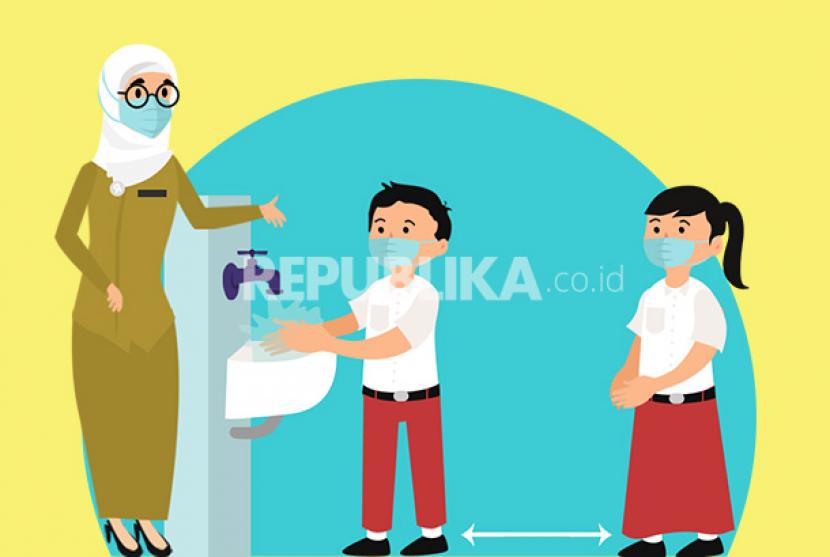 Ilustrasi. Satuan Tugas Penanganan Covid-19 Kota Mataram, Provinsi Nusa Tenggara Barat (NTB), mengingatkan para kepala sekolah agar memperketat protokol kesehatan Covid-19, terutama untuk mencuci tangan dan menggunakan masker, di lingkungan sekolah. 