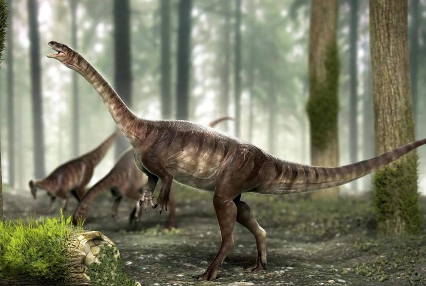 Ilustrasi spesies dinosaurus yang punah akibat terdampak asteroid.