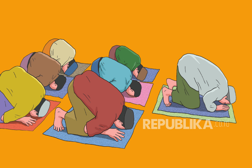 Ilustrasi sujud ketika sholat berjamaah