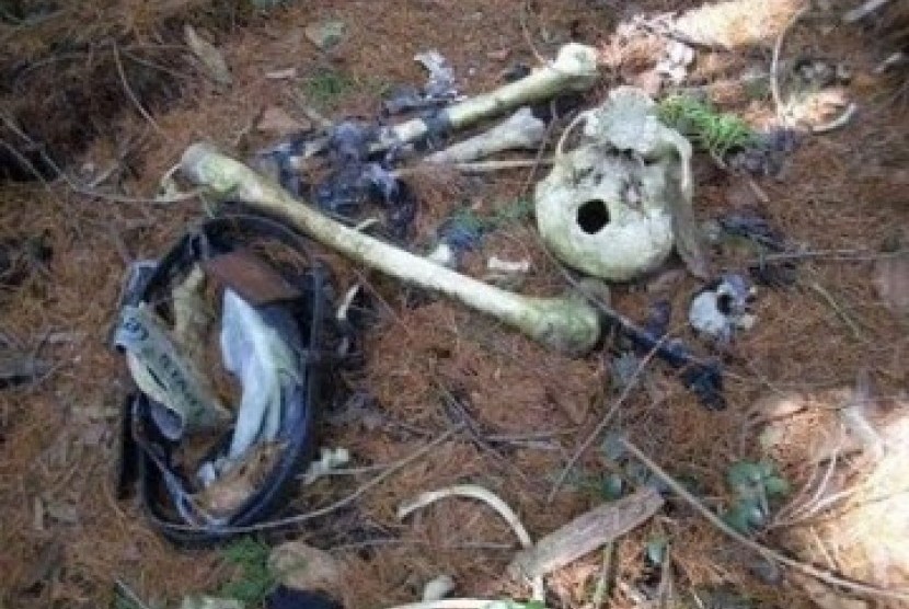 ilustrasi penemuan tengkorak dan tulang manusia. Polisi menemukan rambut dari mayat yang tinggal tulang belulang di Gunung Salak Bogor.