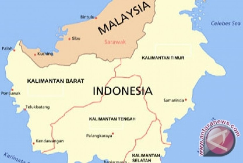ilustrasi Wilayah Kalimantan yang berbatasan dengan Malaysia (antara)